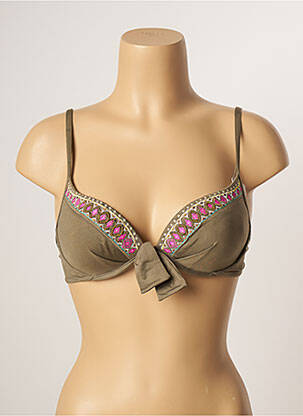Haut de maillot de bain stretch haut soutien-gorge moulé vert LIVIA femme