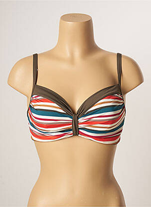 Haut de maillot de bain stretch haut soutien-gorge emboitant marron LIVIA femme