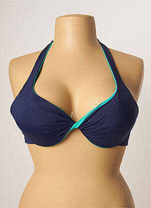 Haut de maillot de bain stretch haut soutien-gorge moulé bleu KIWI femme