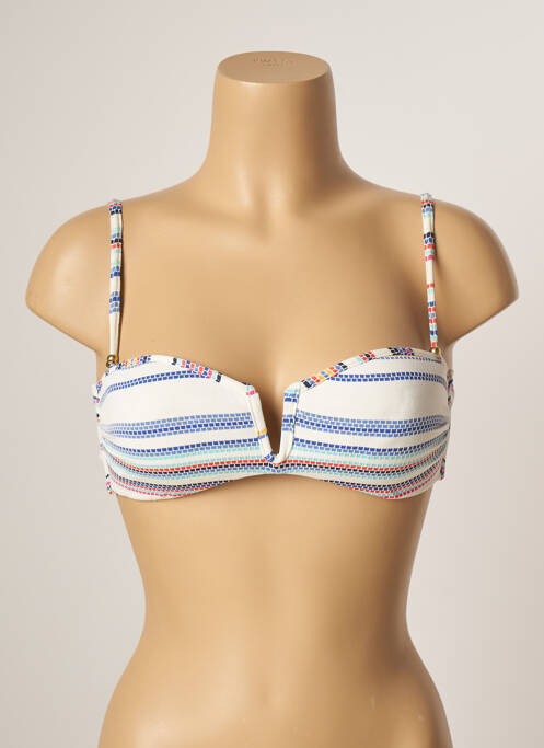 Haut de maillot de bain stretch haut soutien-gorge moulé blanc KIWI femme