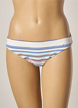 Bas de maillot de bain imprimé rayures culotte blanc KIWI femme