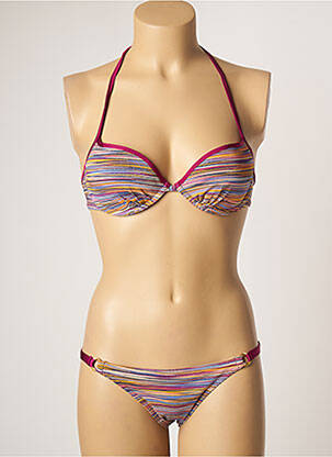 Maillot de bain 2 pièces stretch haut soutien-gorge moulé rose KIWI femme