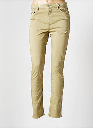 Pantalon slim tissage popeline taille normale vert KANOPE femme