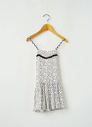Robe mi-longue col carré fines bretelles blanc 3 POMMES fille