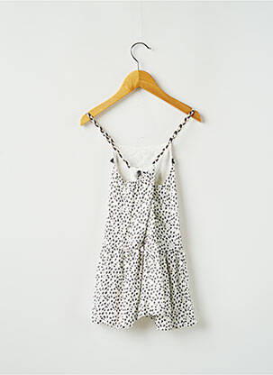 Robe mi-longue col carré fines bretelles blanc 3 POMMES fille