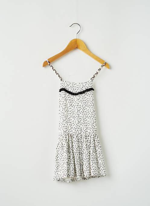 Robe mi-longue col carré fines bretelles blanc 3 POMMES fille