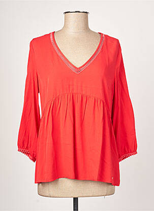 Blouse tissage popeline manches 3/4 rouge LPB femme