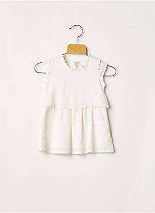 Robe mi-longue doublure manches courtes blanc IKKS fille