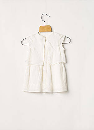 Robe mi-longue doublure manches courtes blanc IKKS fille