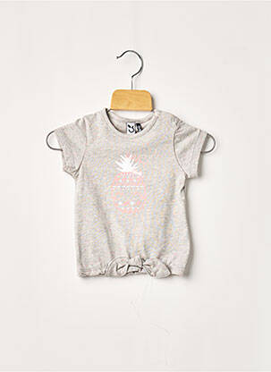 T-shirt manches courtes manches courtes gris 3 POMMES fille