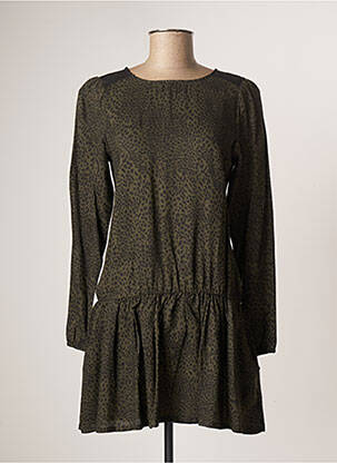 Robe mi-longue col rond manches longues vert BECKARO fille
