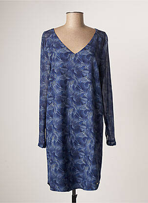 Robe mi-longue imprimé fantaisie manches longues bleu LPB femme