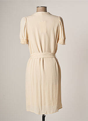Robe mi-longue tissage crêpe manches courtes beige LPB femme