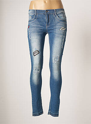 Jeans skinny stretch taille ajustable bleu BECKARO fille