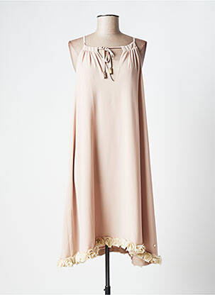 Robe mi-longue coupe fluide fines bretelles beige CRISTINA BARROS femme