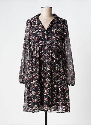 Robe courte coupe fluide manches longues noir MARGVERY femme