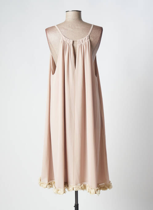 Robe mi-longue coupe fluide fines bretelles beige CRISTINA BARROS femme