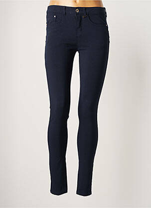 Pantalon slim broderie rivets taille haute bleu CREAM femme