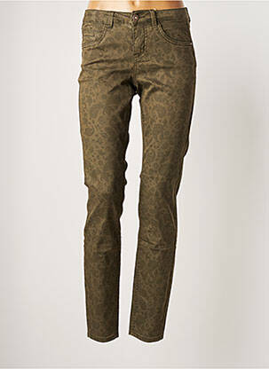 Pantalon slim broderie rivets taille normale vert CREAM femme