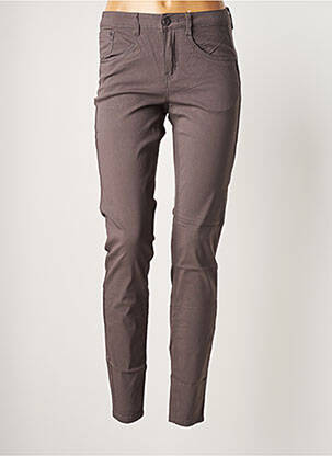 Pantalon slim broderie rivets taille normale gris CREAM femme