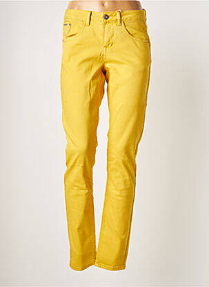 Pantalon slim broderie rivets taille normale jaune CREAM femme