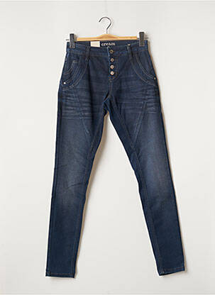 Jeans coupe slim broderie rivets taille normale bleu CREAM femme