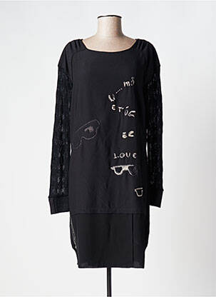 Robe mi-longue manches longues manches longues noir ELISA CAVALETTI femme
