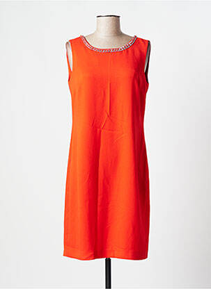 Robe mi-longue tissage crêpe sans manche rouge EVA KAYAN femme