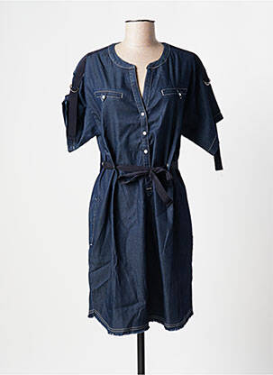 Robe mi-longue manches courtes manches courtes bleu EVA KAYAN femme
