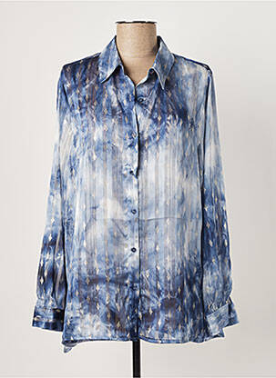 Chemisier coupe fluide manches longues bleu LAUREN VIDAL femme