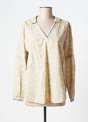 Blouse poignets boutonnés avec fente manches longues beige EVA KAYAN femme