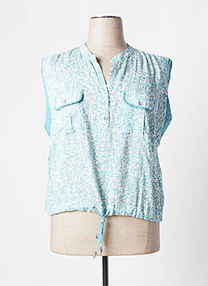 Top col v sans manche bleu EVA KAYAN femme