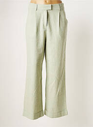 Pantalon large fermeture zippée sous rabat avec crochet taille haute vert FRNCH femme