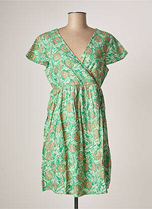 Robe courte coupe évasée manches courtes vert VERO MODA femme
