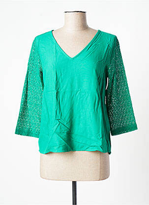 Blouse tissage popeline manches longues vert VERO MODA femme