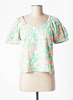Blouse imprimé fleurs manches courtes beige VERO MODA femme
