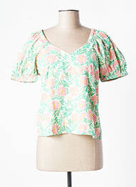 Blouse imprimé fleurs manches courtes beige VERO MODA femme