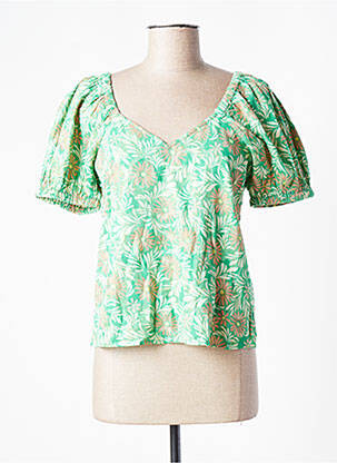 Blouse imprimé fleurs manches courtes vert VERO MODA femme