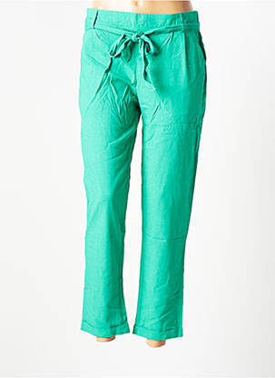 Pantalon droit coupe carotte taille haute vert CERISE BLUE femme