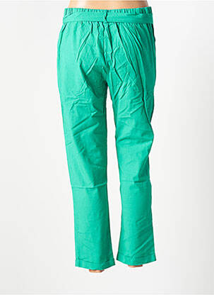 Pantalon droit coupe carotte taille haute vert CERISE BLUE femme