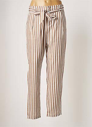 Pantalon droit tissage crêpe taille normale marron TIFFOSI femme
