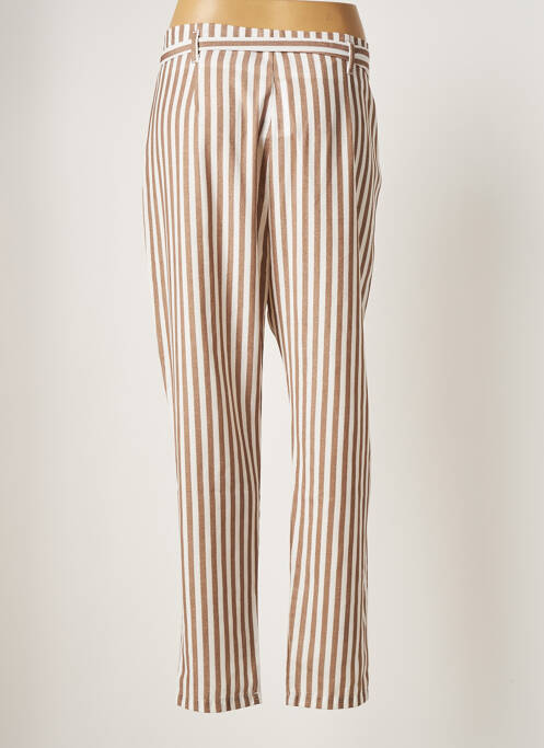 Pantalon droit tissage crêpe taille normale marron TIFFOSI femme
