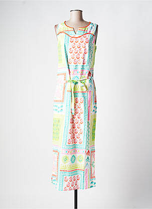 Robe longue imprimé fantaisie sans manche bleu LA FIANCEE DU MEKONG femme