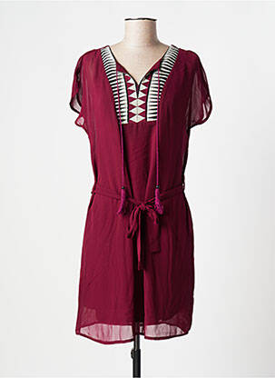 Robe courte manches courtes manches courtes rouge MOKA'S femme