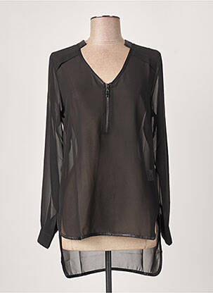 Blouse légère et transparente manches longues noir MOKA'S femme