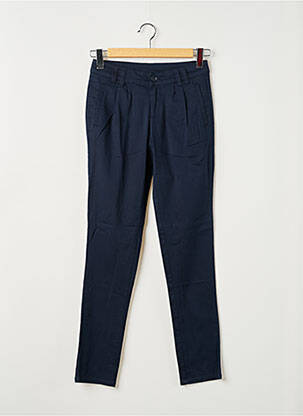 Pantalon chino fermeture zippée sous rabat boutonné taille normale bleu VILA femme