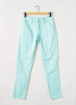 Pantalon chino fermeture zippée sous rabat boutonné taille normale bleu VILA femme