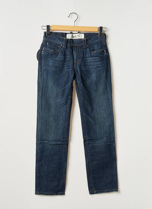 Jeans coupe droite broderie rivets taille basse bleu APRIL 77 femme