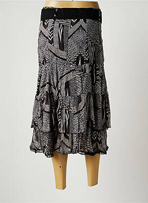 Jupe mi-longue taille normale noir MOKA'S femme