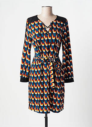 Robe mi-longue manches longues manches longues bleu MOKA'S femme